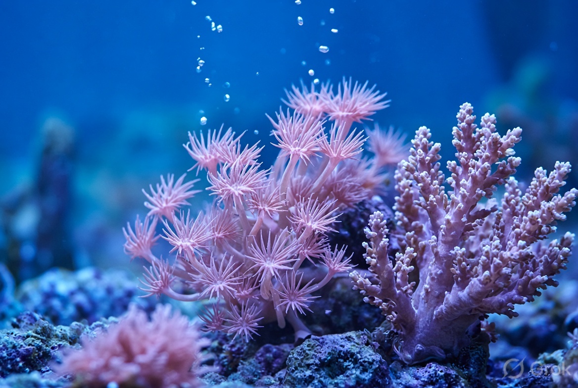 Soft coral reef aquarium